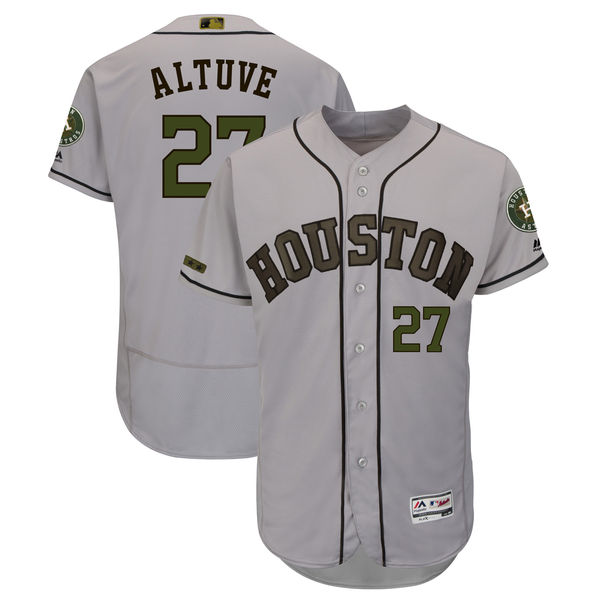 Men's Houston Astros #27 Jose Altuve Gray 2018 Memorial Day Flexbase Stitched MLB Jersey